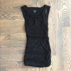 Black Ruched Tank Top with Double Straps